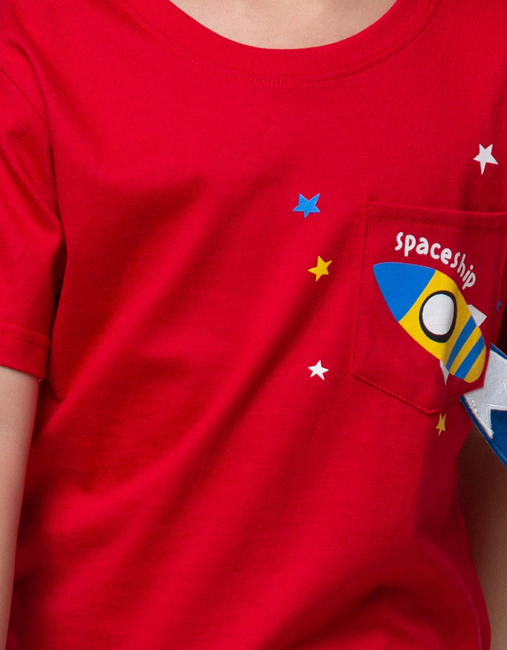 Little M Short Sleeve T-Shirt Aplikasi Explorer Aplikasi Kantong