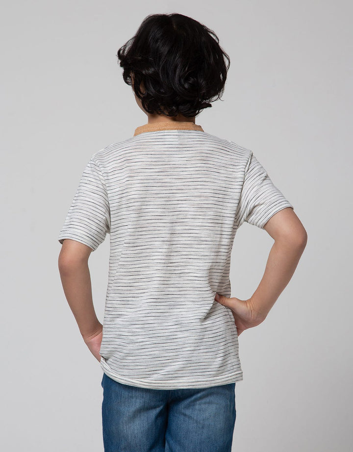 Little M Short Sleeve T-Shirt Salur Yd Henley Kombinasi Kulit