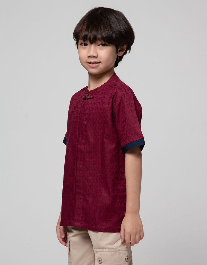Little M Seasonal Short Sleeve Shirt Qipao Dobby