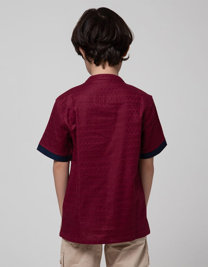 Little M Seasonal Short Sleeve Shirt Qipao Dobby