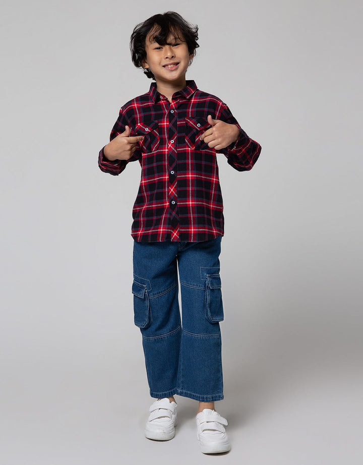 Little M Flanel Checks Kemeja Anak Laki-laki
