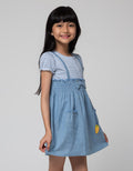Little M Short Sleeve Midi Dress Salur Overall Denim Bunny