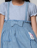 Little M Short Sleeve Midi Dress Salur Overall Denim Bunny