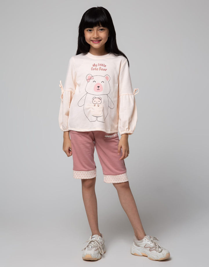 Little M Lovely Bear Celana Crop Anak perempuan