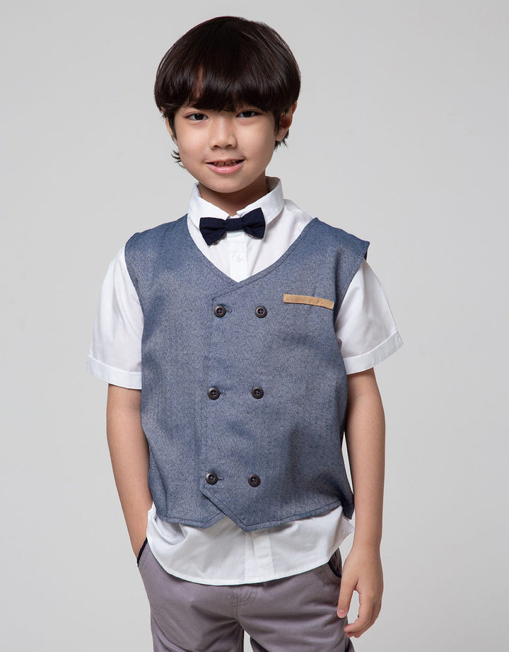 Little M Boys Heringbone Vest Shirt
