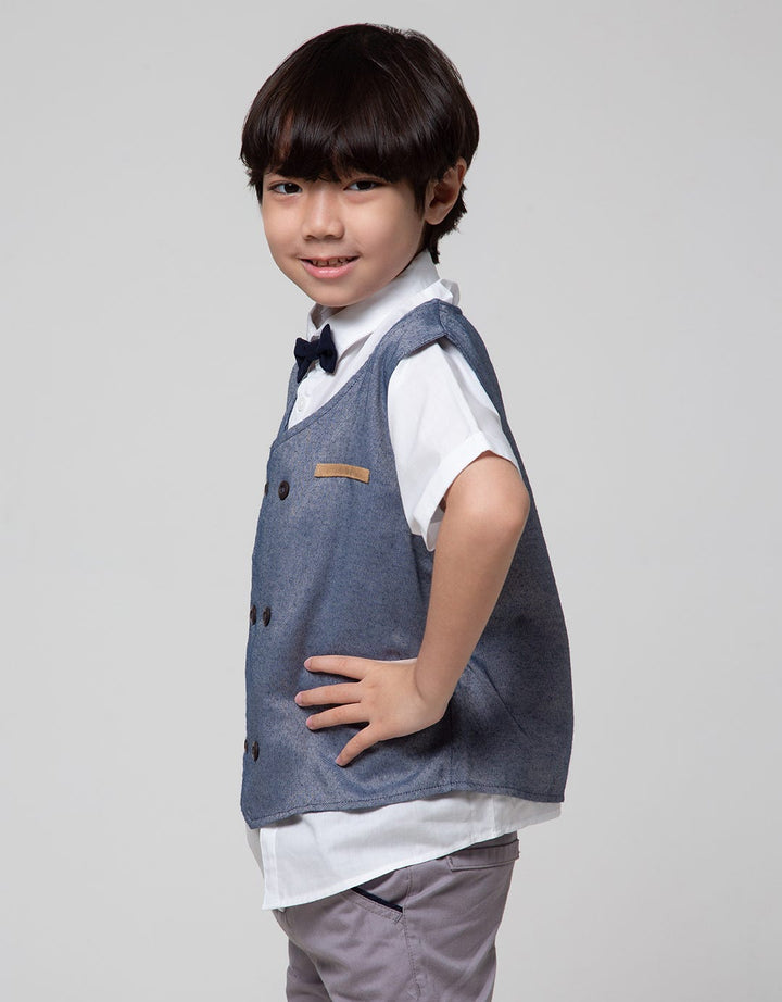Little M Boys Heringbone Vest Shirt