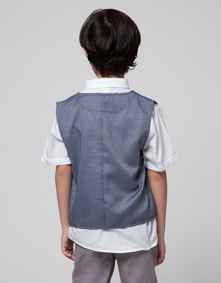 Little M Boys Heringbone Vest Shirt