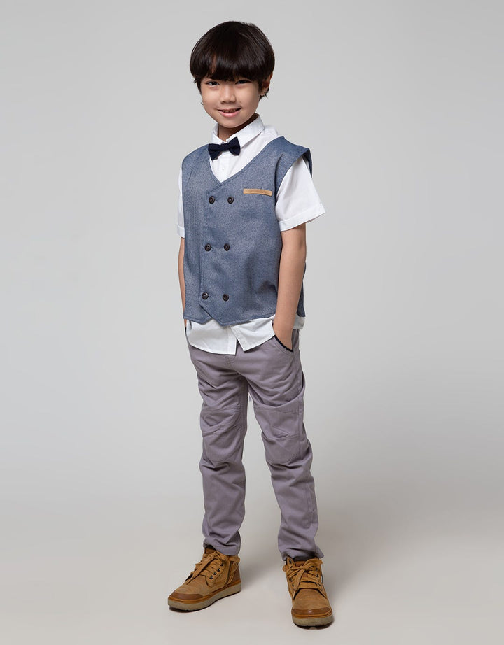 Little M Boys Heringbone Vest Shirt