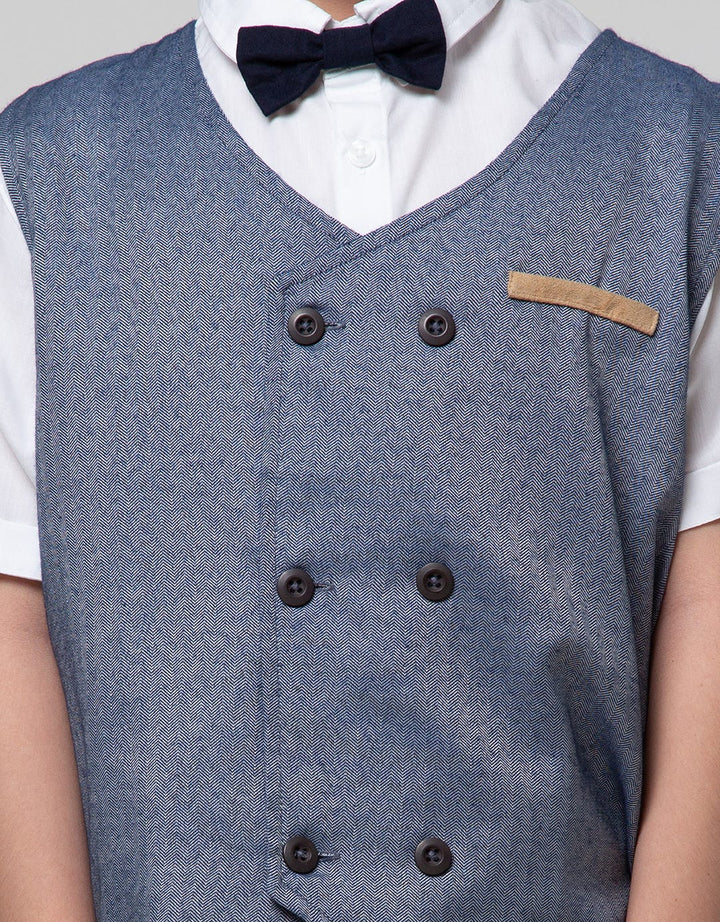 Little M Boys Heringbone Vest Shirt