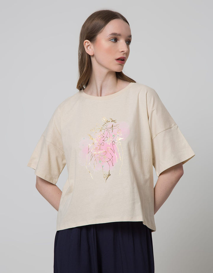 Details Short Sleeve T-Shirt Boxy Print Butterflies Hand