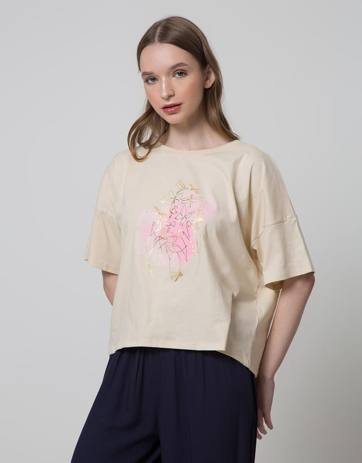 Details Short Sleeve T-Shirt Boxy Print Butterflies Hand