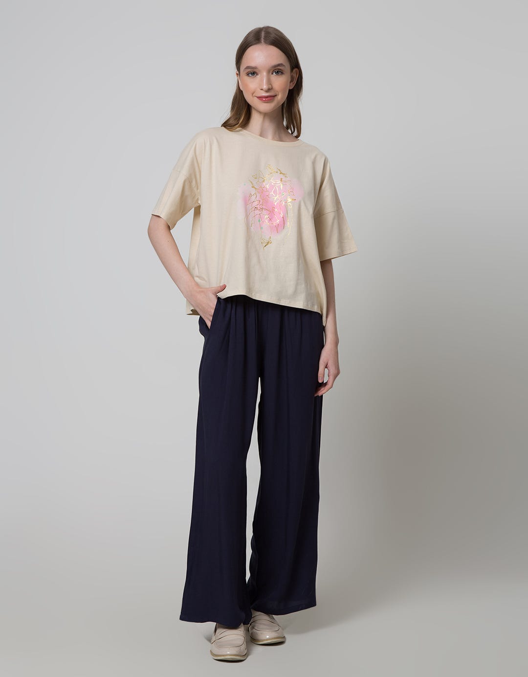Details Short Sleeve T-Shirt Boxy Print Butterflies Hand