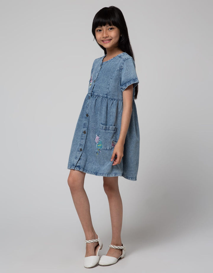 Little M Denim Wash Dress Anak Perempuan