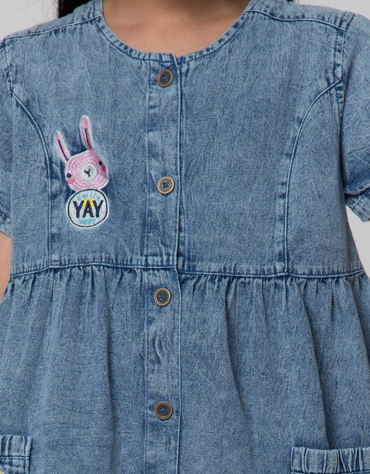 Little M Denim Wash Dress Anak Perempuan