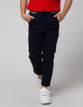 Little M Long Pants Woven Rib Stretch Kombinasi Kaki Chambray