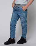 Little M Long Denim Border Dino