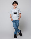Little M Long Denim Border Dino
