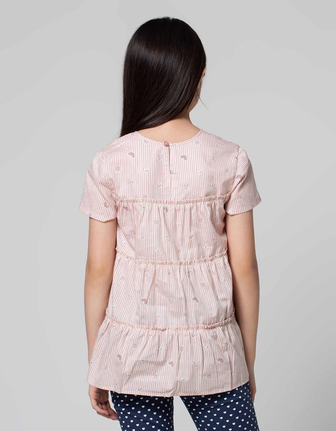 Aero Short Sleeve Blouse 3 Tier Dobel Lipit