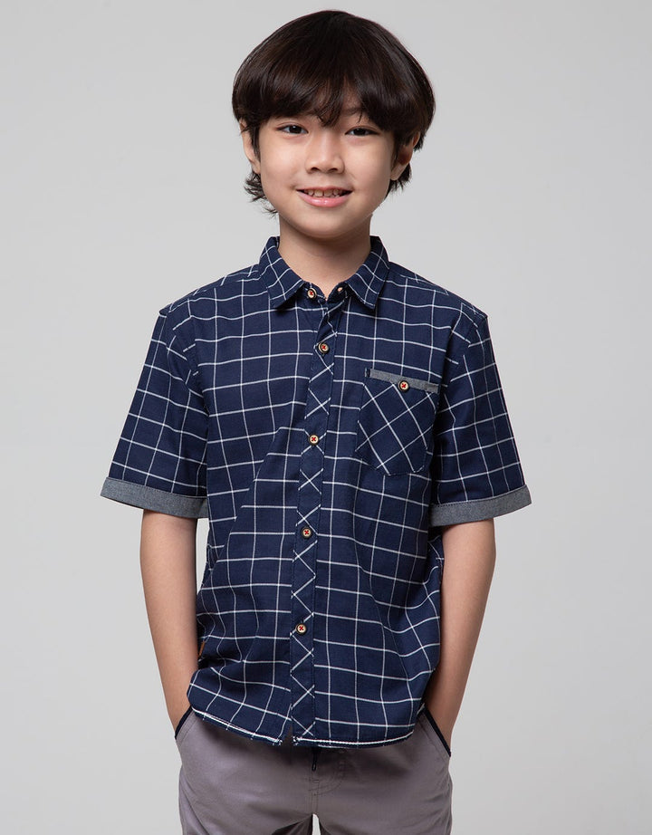 Little M Short Sleeve Square Print Shirt