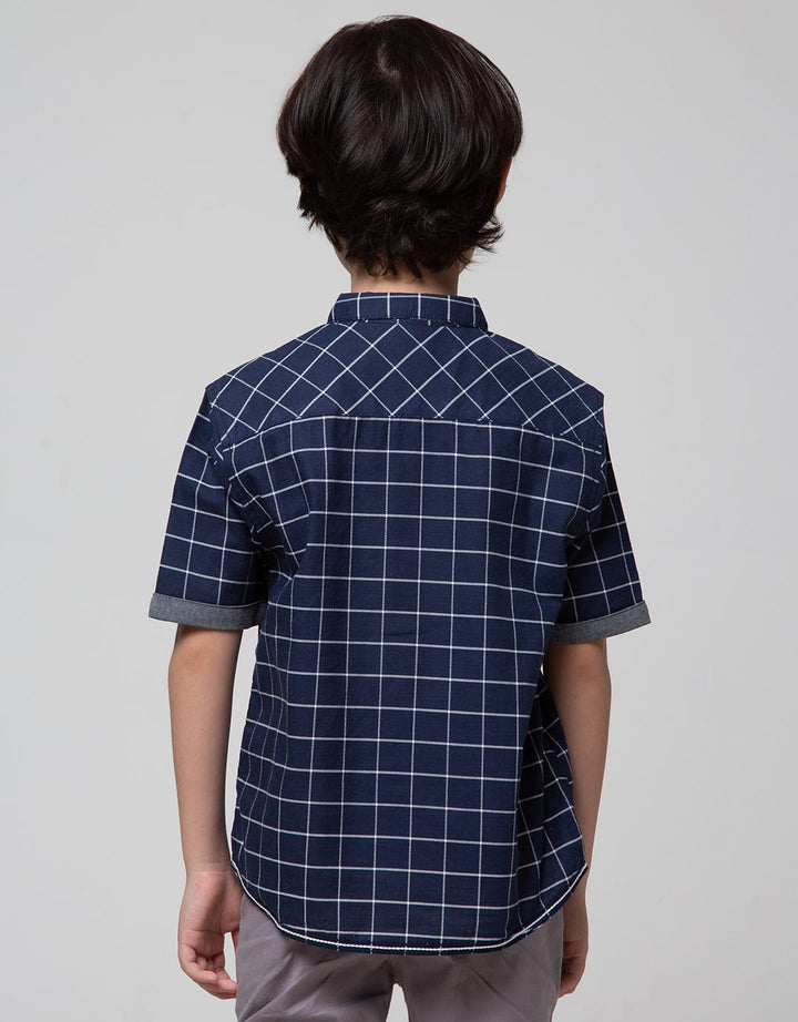 Little M Short Sleeve Square Print Shirt