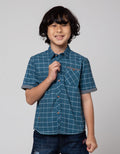 Little M Plaid Check Kemeja Anak Laki-Laki