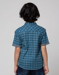 Little M Plaid Check Kemeja Anak Laki-Laki