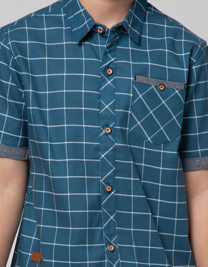 Little M Plaid Check Kemeja Anak Laki-Laki