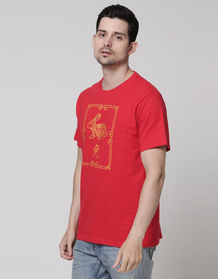 T Zone Short Sleeve T-Shirt Print Cny 2023 Square Rabbit