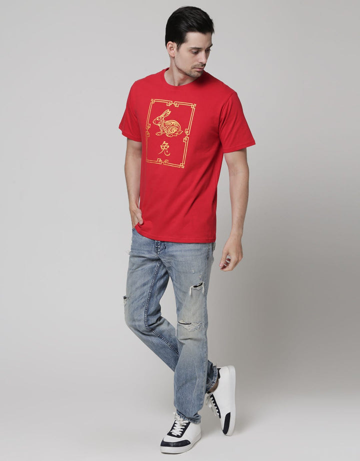 T Zone Short Sleeve T-Shirt Print Cny 2023 Square Rabbit