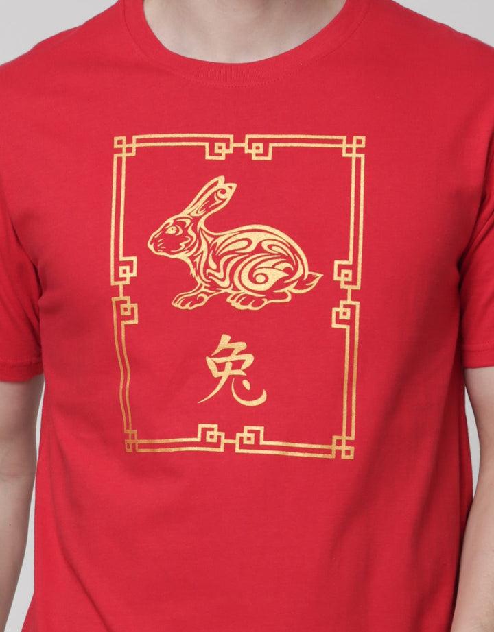 T Zone Short Sleeve T-Shirt Print Cny 2023 Square Rabbit