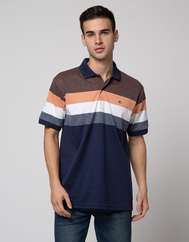 Cole Short Sleeve Polo Shirt Interlock Stripe Chest