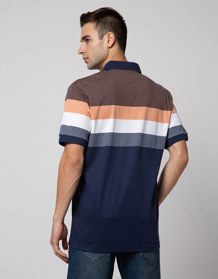 Cole Short Sleeve Polo Shirt Interlock Stripe Chest
