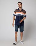 Cole Short Sleeve Polo Shirt Interlock Stripe Chest