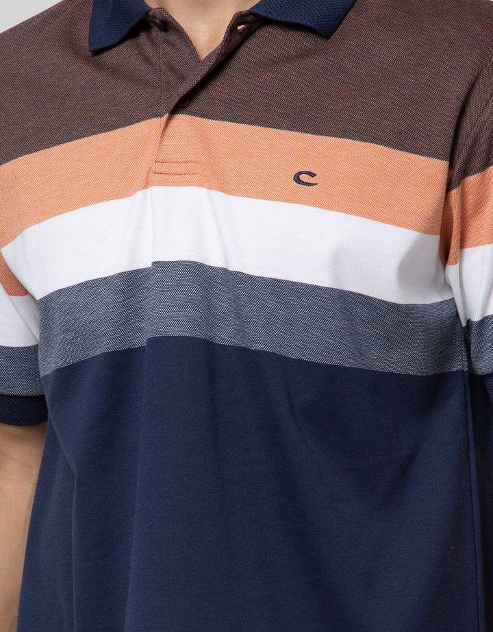 Cole Short Sleeve Polo Shirt Interlock Stripe Chest