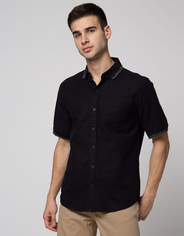 Details Short Sleeve Polo Shirt Collar