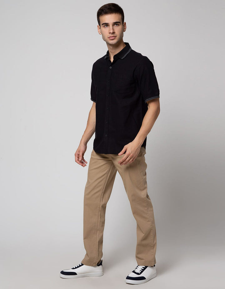Details Short Sleeve Polo Shirt Collar