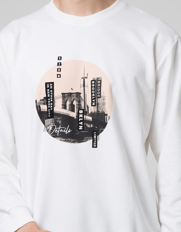 Details Round City Print Jumper Sweatshirt