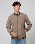 Details Fleece Bomber Varsity Jaket Pria