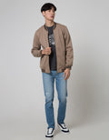 Details Fleece Bomber Varsity Jaket Pria