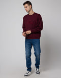 Details Long Sleeve Sweatshirt Jumper Wine Bordir Print