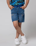 Little M Short Denim Pinggang Rib Bordir Stitch