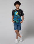 Little M Short Denim Pinggang Rib Bordir Stitch