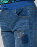 Little M Short Denim Pinggang Rib Bordir Stitch