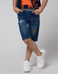 Little M Short Denim Bordir Dino Rib