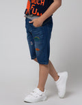 Little M Short Denim Bordir Dino Rib