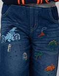 Little M Short Denim Bordir Dino Rib