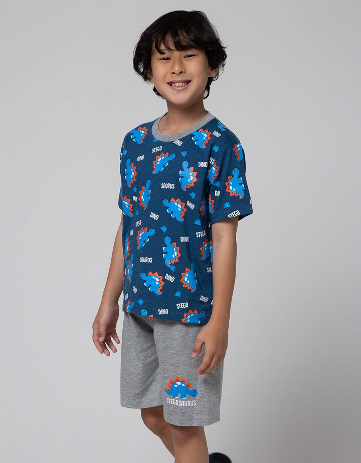 Little M Top-Bottom Setelan T-Shirt Print Dino