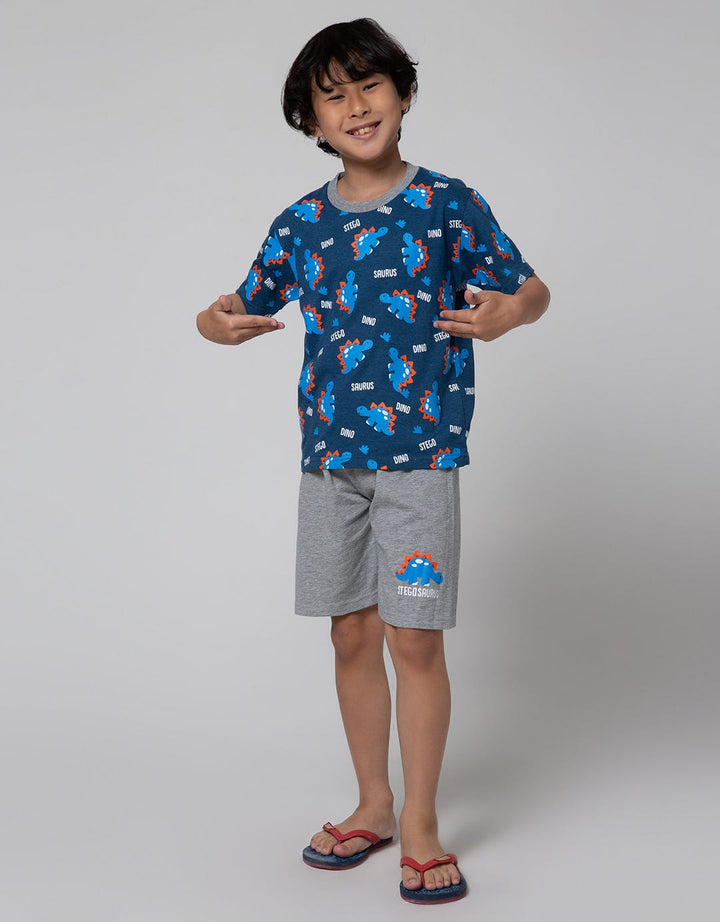 Little M Top-Bottom Setelan T-Shirt Print Dino