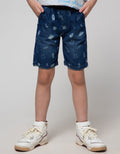 Little M Short Denim Print Space Pinggang Rib