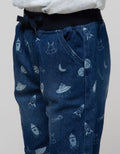 Little M Short Denim Print Space Pinggang Rib